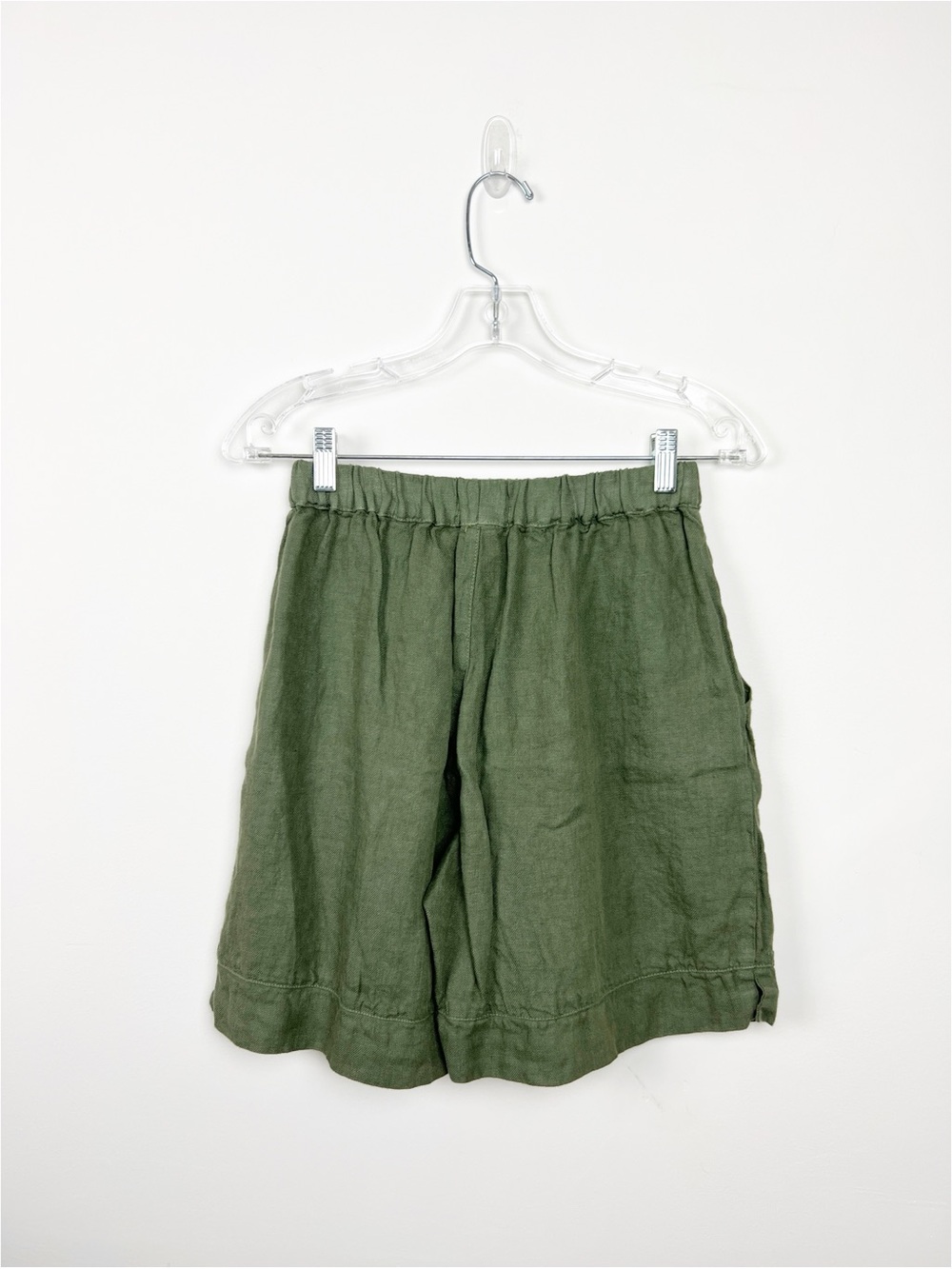 NWT CP Shades Piper Linen Bermuda Twill Elastic-Waist Shorts in Millstone XS